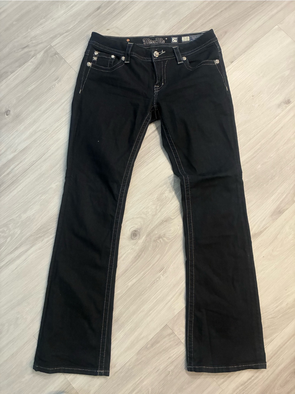 Miss Me dark blue bootcut Flare Jeans with Contrast Stitching‎
